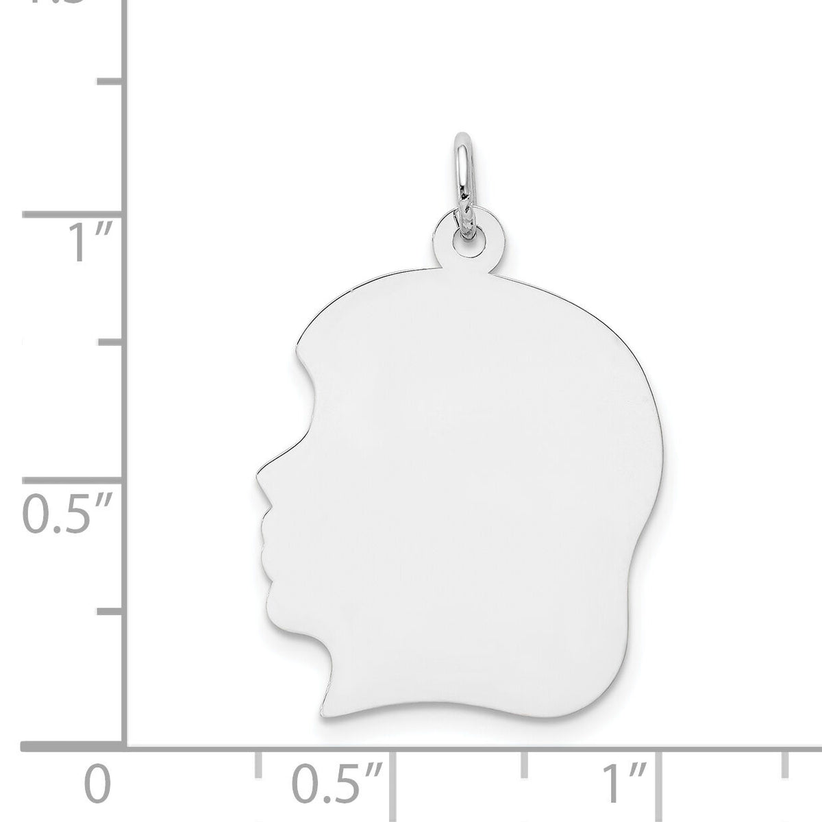 14k White Plain Large.013 Depth Facing Left Engravable Girl Charm-XWM68/13