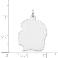 14k White Plain Large.013 Depth Facing Left Engravable Girl Charm-XWM68/13