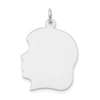 14k White Plain Large.018 Depth Facing Left Engravable Girl Charm-XWM68/18