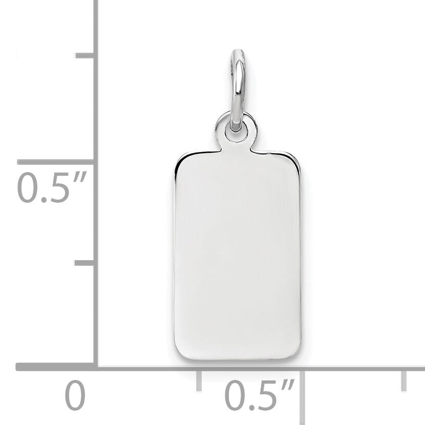 14k White Gold Plain .011 Gauge Rectangular Engravable Charm-XWM95/11