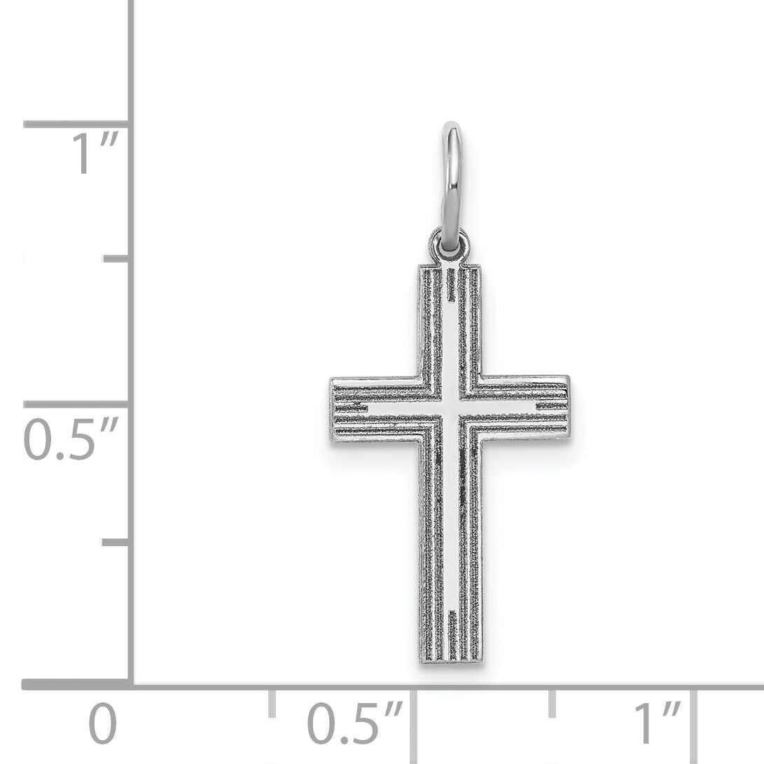 14k White Gold Solid Laser Etched Cross Pendant-XWR1