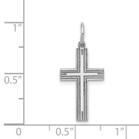 14k White Gold Solid Laser Etched Cross Pendant-XWR1