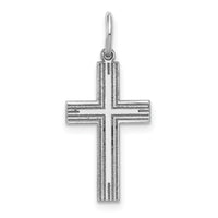 14k White Gold Solid Laser Etched Cross Pendant-XWR1