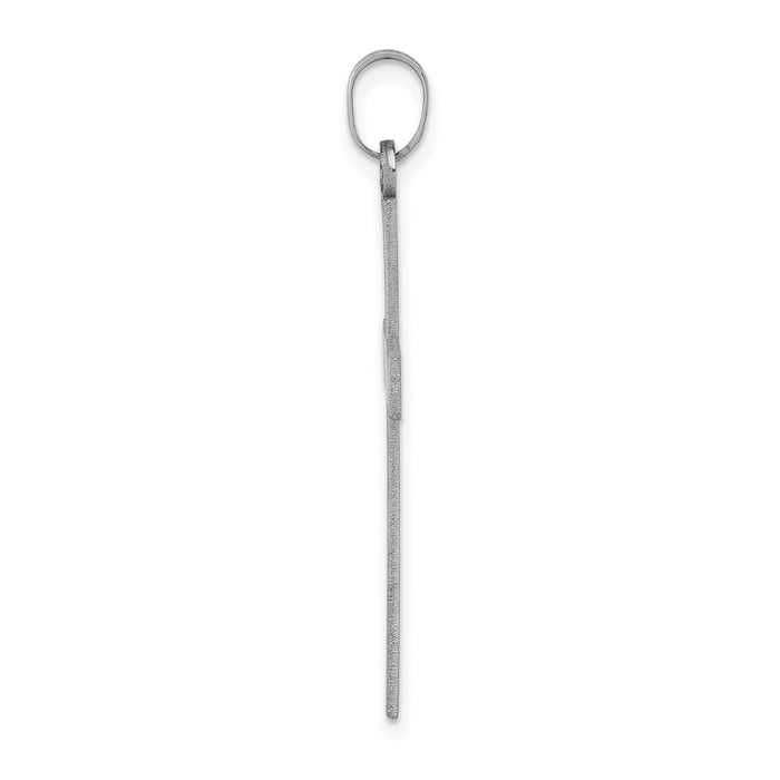 14k White Gold Florentine Satin Cross Pendant-XWR11