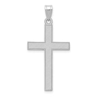 14k White Gold Florentine Satin Cross Pendant-XWR11