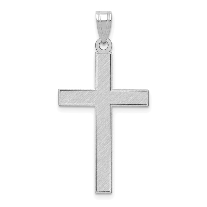 14k White Gold Florentine Satin Cross Pendant-XWR11