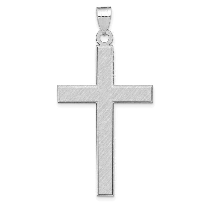 14k White Gold Florentine Satin Cross Pendant-XWR12