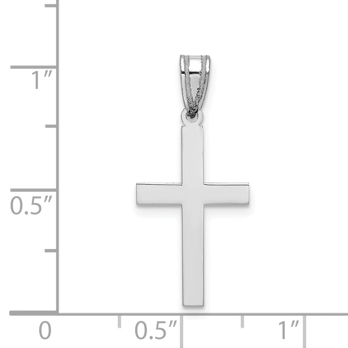 14k White Gold Polished Cross Pendant-XWR13