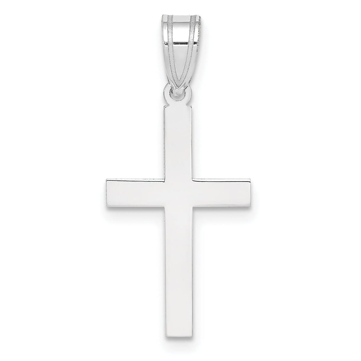 14k White Gold Polished Cross Pendant-XWR13