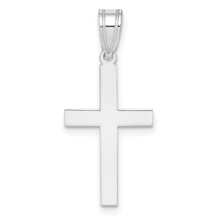 14k White Gold Polished Cross Pendant-XWR13