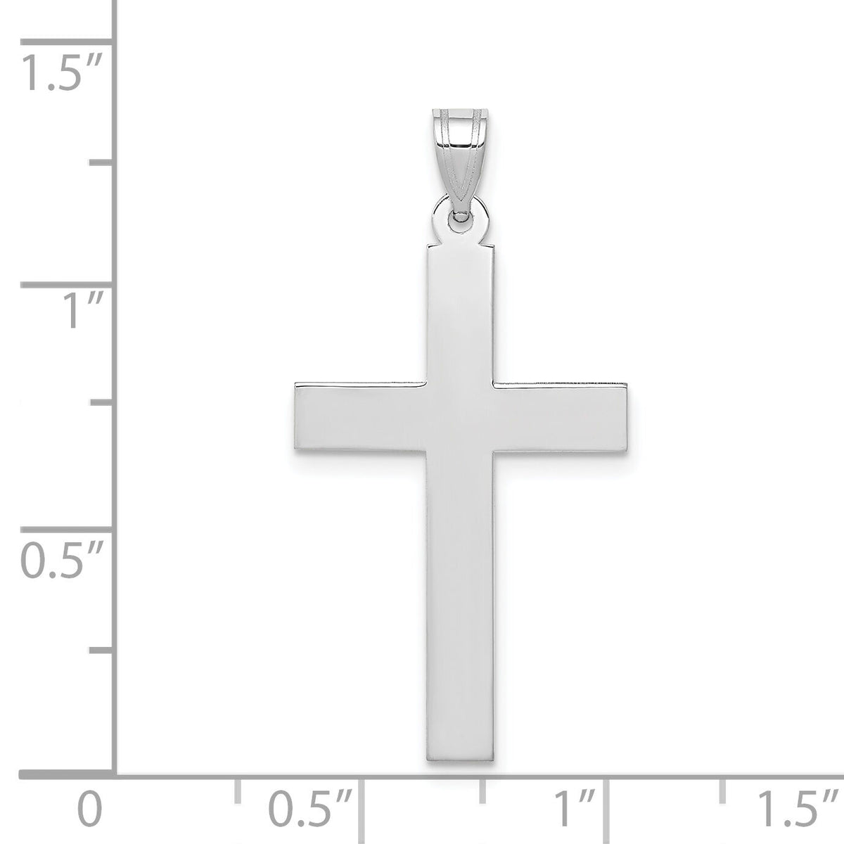 14k White Gold Polished Cross Pendant-XWR15