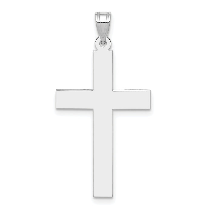 14k White Gold Polished Cross Pendant-XWR15