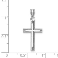 14k White Gold Solid Laser Etched Cross Pendant-XWR2