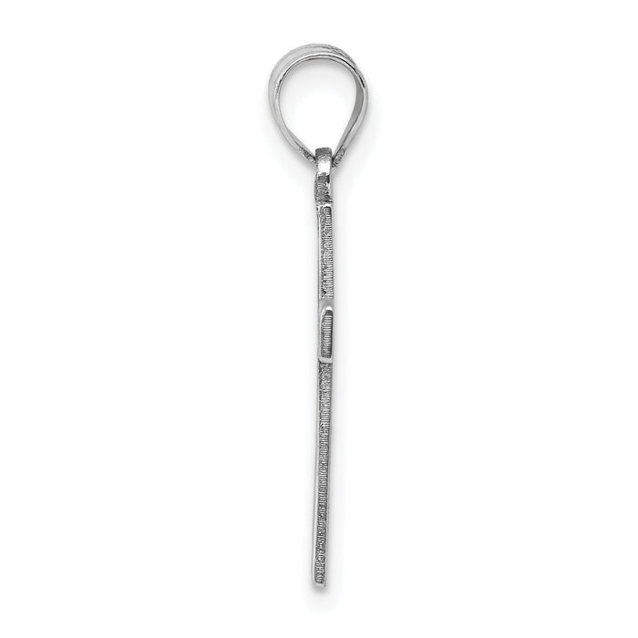 14k White Gold Solid Laser Etched Cross Pendant-XWR28