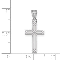 14k White Gold Solid Laser Etched Cross Pendant-XWR28