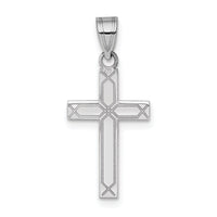 14k White Gold Solid Laser Etched Cross Pendant-XWR28