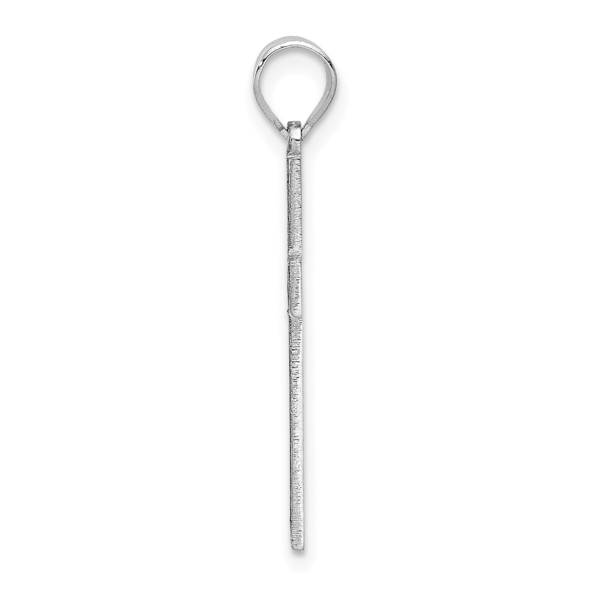 14k White Gold Solid Laser Etched Cross Pendant-XWR29