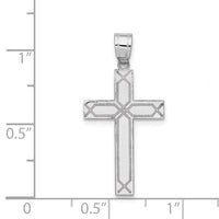 14k White Gold Solid Laser Etched Cross Pendant-XWR29