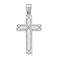 14k White Gold Solid Laser Etched Cross Pendant-XWR29