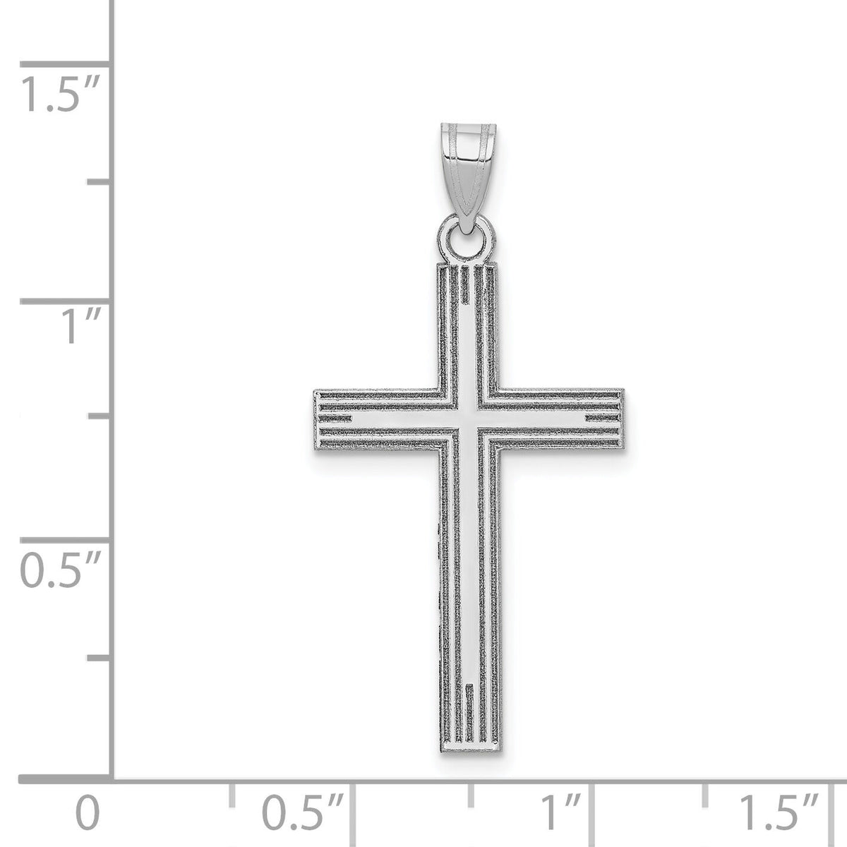 14k White Gold Solid Laser Etched Cross Pendant-XWR3