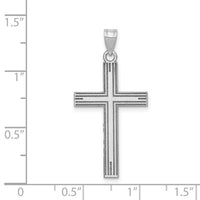 14k White Gold Solid Laser Etched Cross Pendant-XWR3