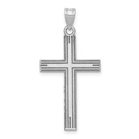 14k White Gold Solid Laser Etched Cross Pendant-XWR3