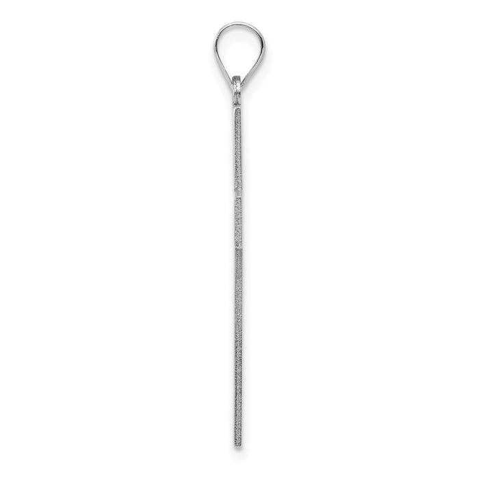 14k White Gold Solid Laser Etched Cross Pendant-XWR30