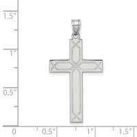 14k White Gold Solid Laser Etched Cross Pendant-XWR30
