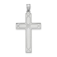 14k White Gold Solid Laser Etched Cross Pendant-XWR30