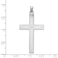 14k White Gold Solid Laser Etched Cross Pendant-XWR31