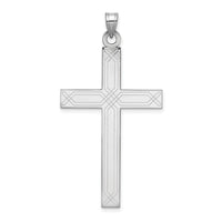 14k White Gold Solid Laser Etched Cross Pendant-XWR31
