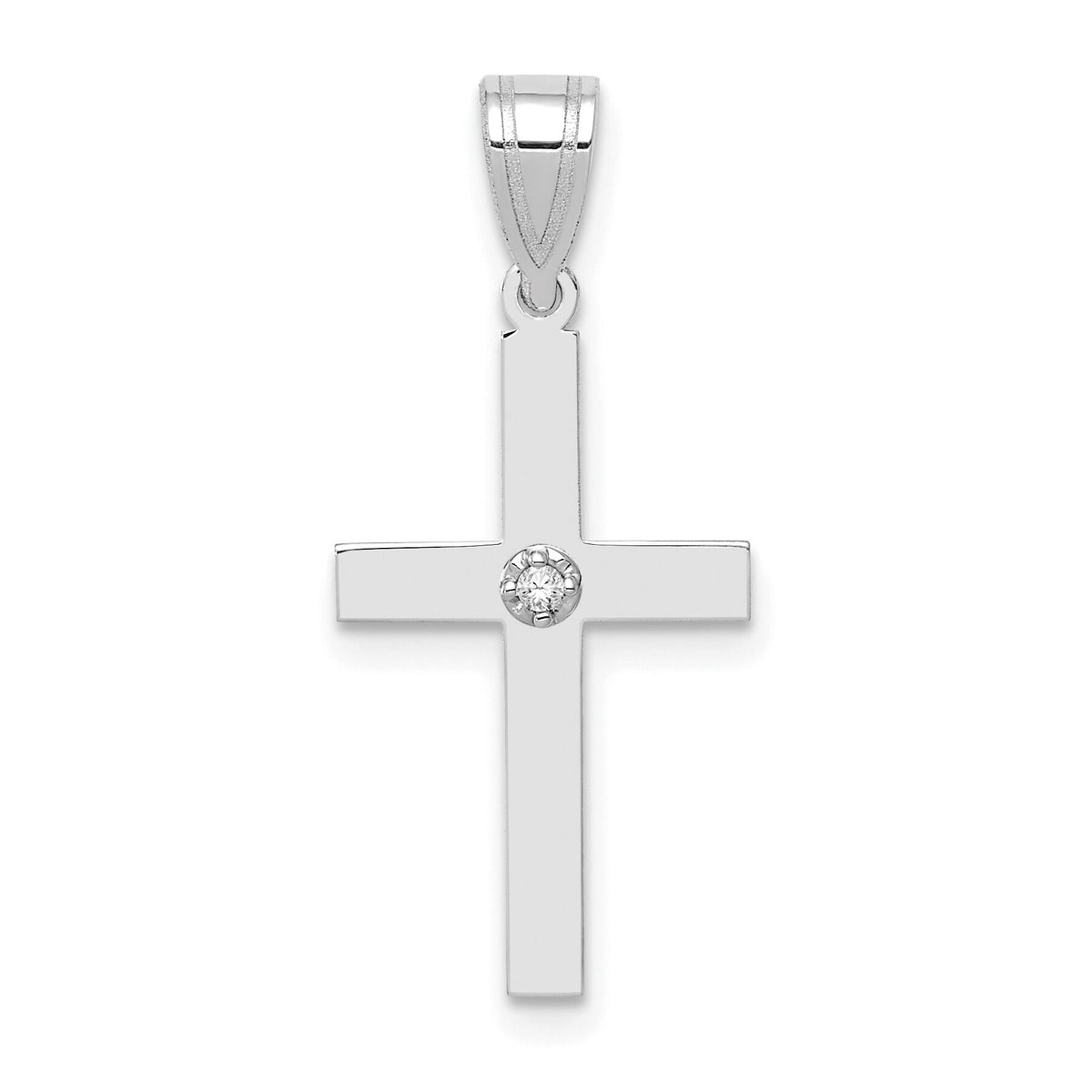 14k White Gold .01ct. Diamond Cross Pendant-XWR37