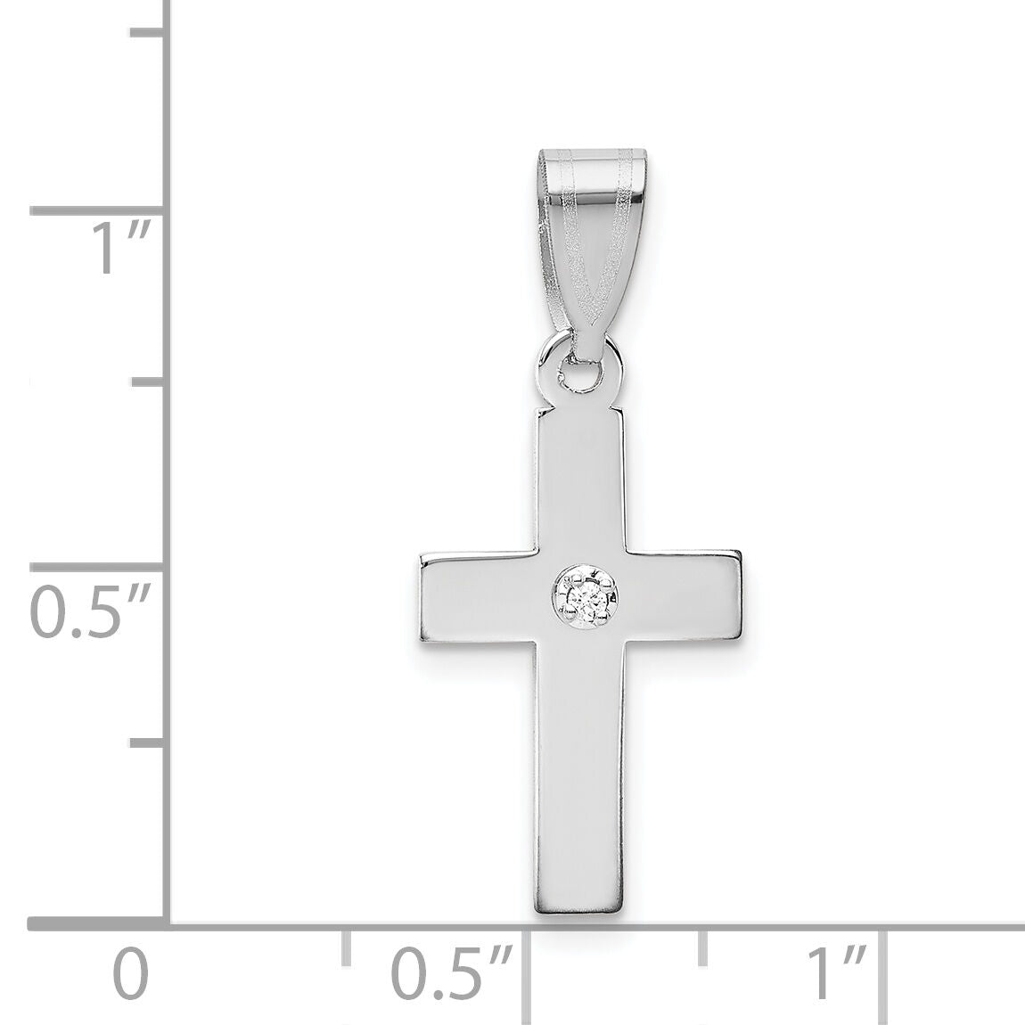 14k White Gold .01ct. Diamond Cross Pendant-XWR38