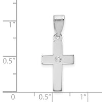 14k White Gold .01ct. Diamond Cross Pendant-XWR38