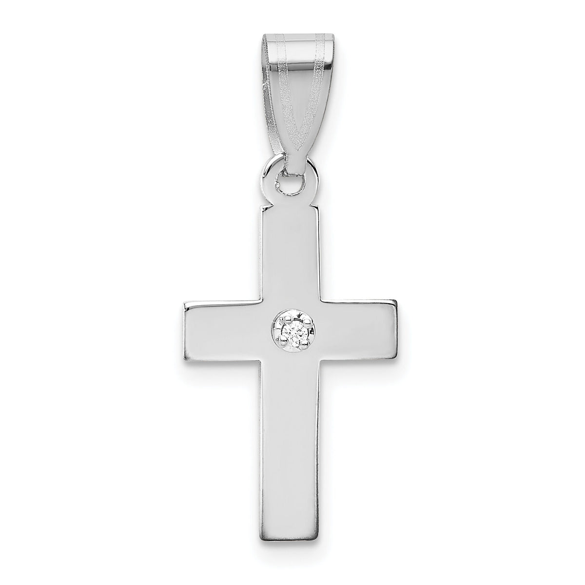 14k White Gold .01ct. Diamond Cross Pendant-XWR38