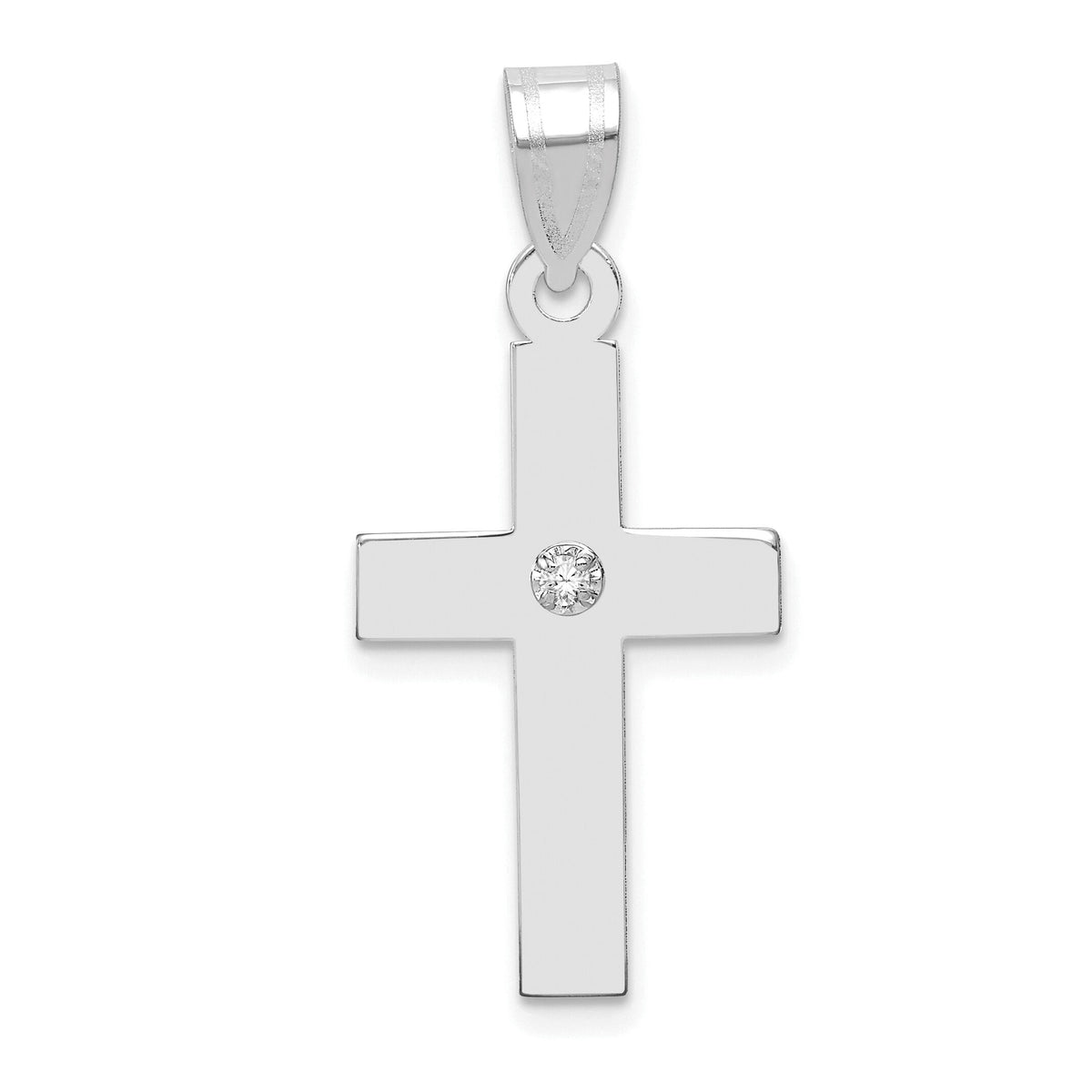 14k White Gold .02ct. Diamond Cross Pendant-XWR39