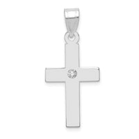 14k White Gold .02ct. Diamond Cross Pendant-XWR39