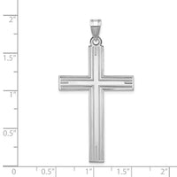 14k White Gold Solid Laser Etched Cross Pendant-XWR4