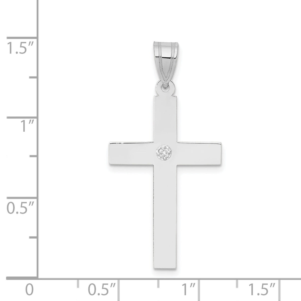 14k White Gold .02ct. Diamond Cross Pendant-XWR40