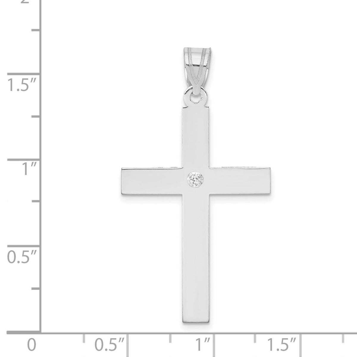 14k White Gold .02ct. Diamond Cross Pendant-XWR41