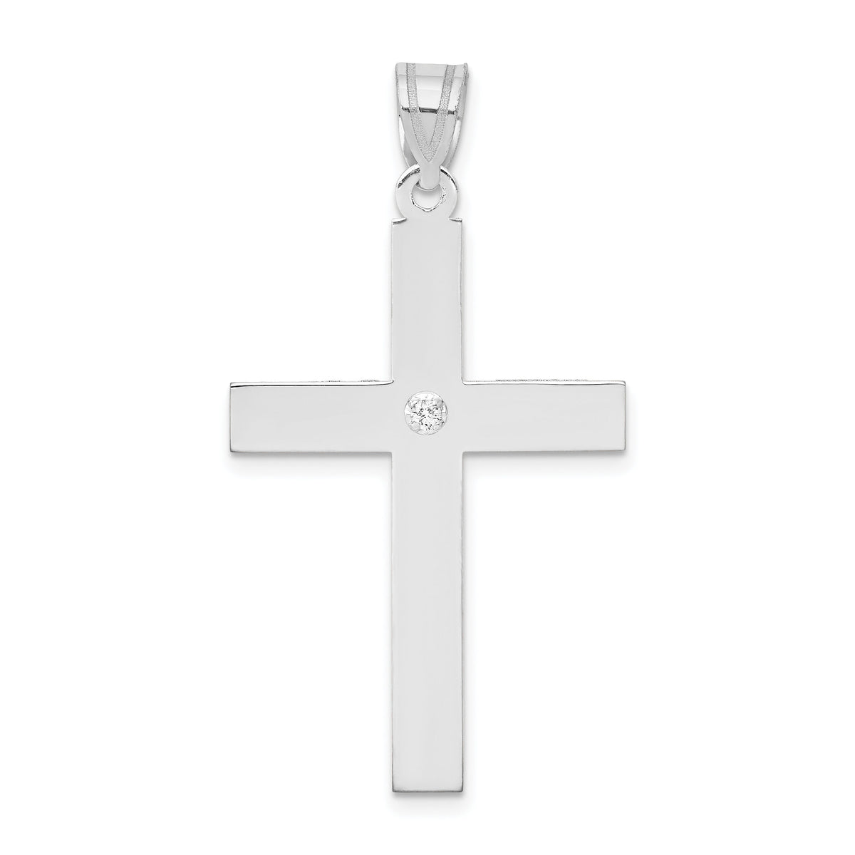 14k White Gold .02ct. Diamond Cross Pendant-XWR41