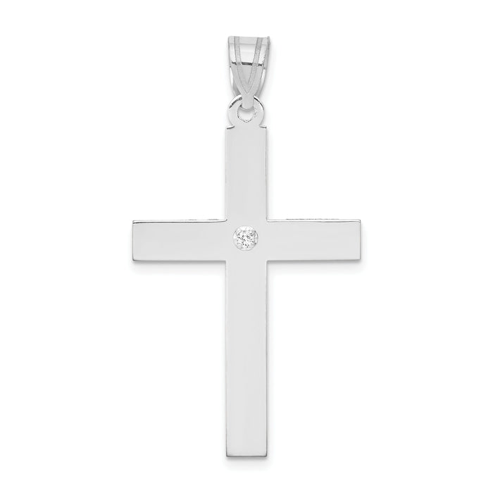 14k White Gold .02ct. Diamond Cross Pendant-XWR41
