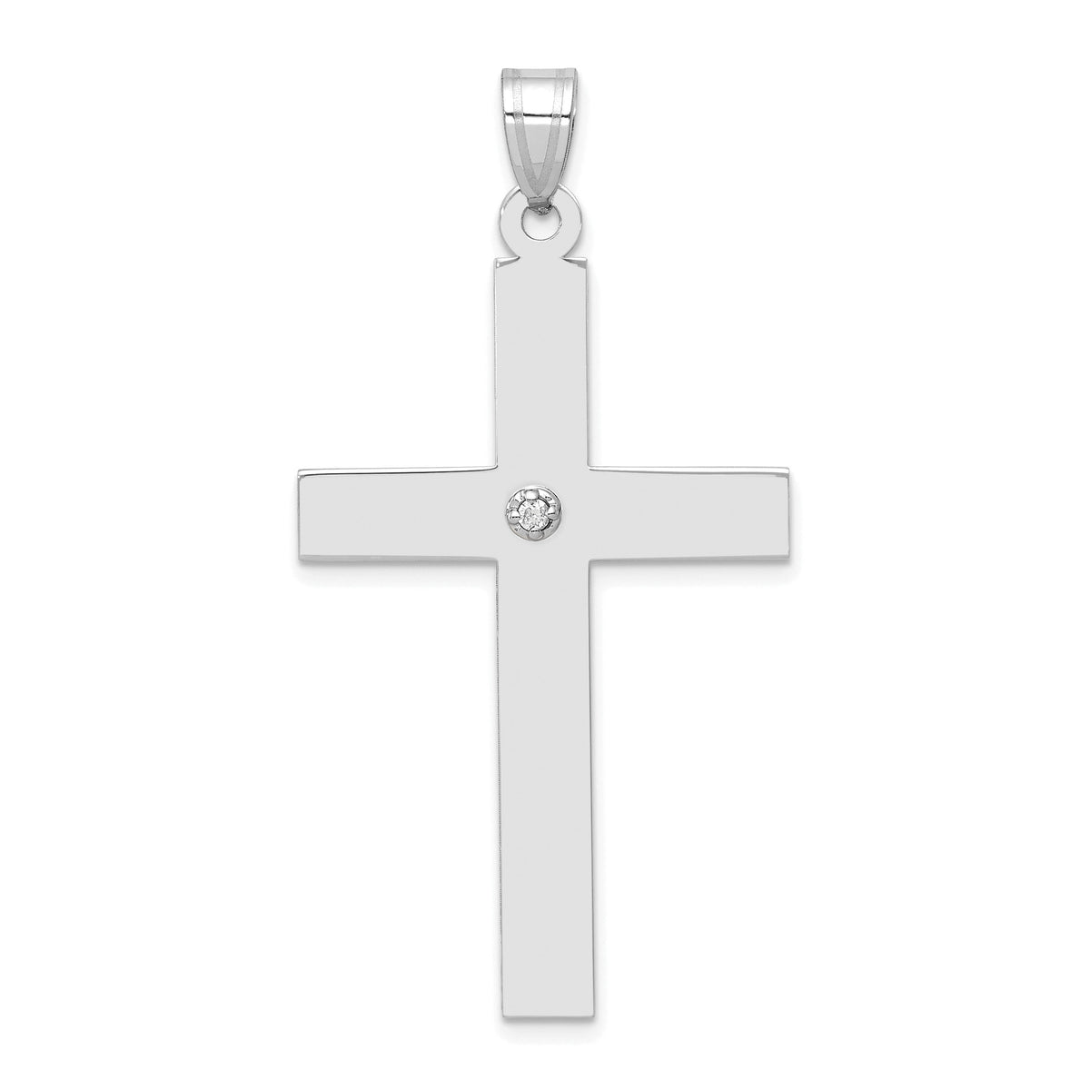 14k White Gold .03ct. Diamond Cross Pendant-XWR42