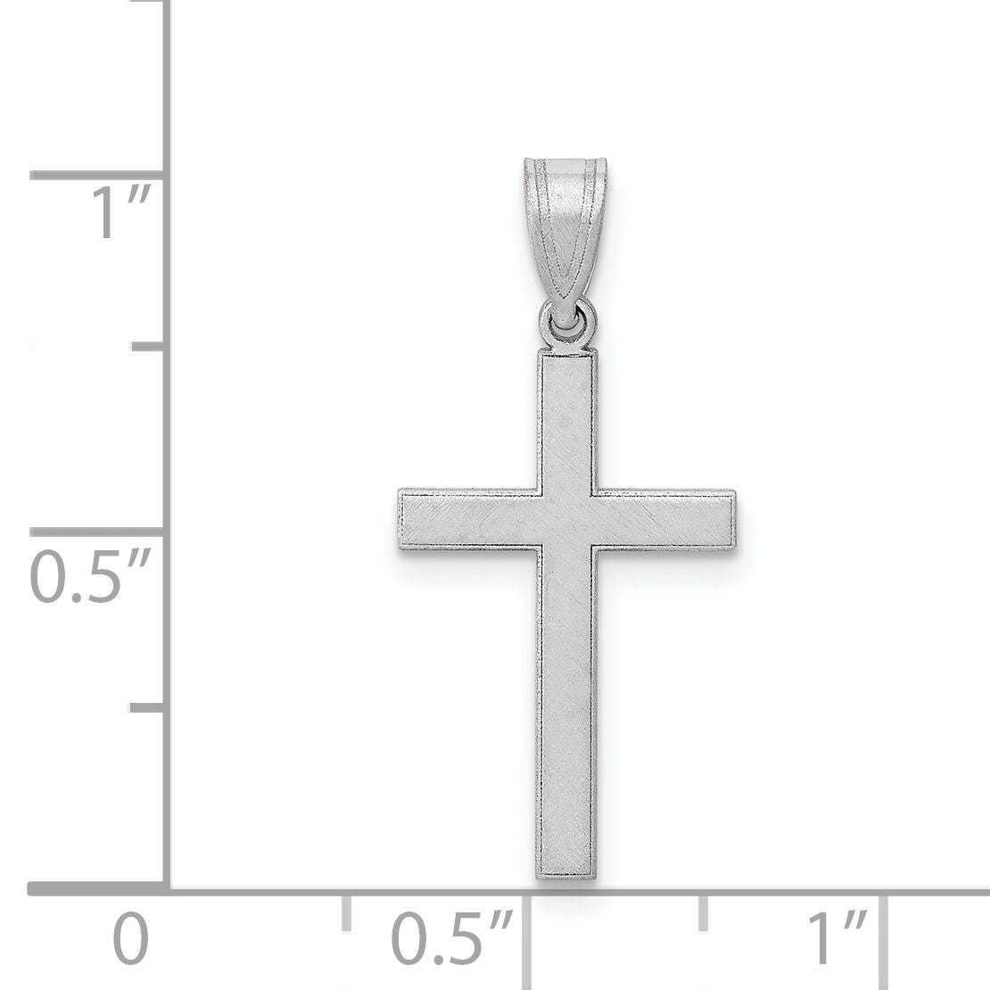 14k White Gold Florentine Satin Latin Cross Pendant-XWR9