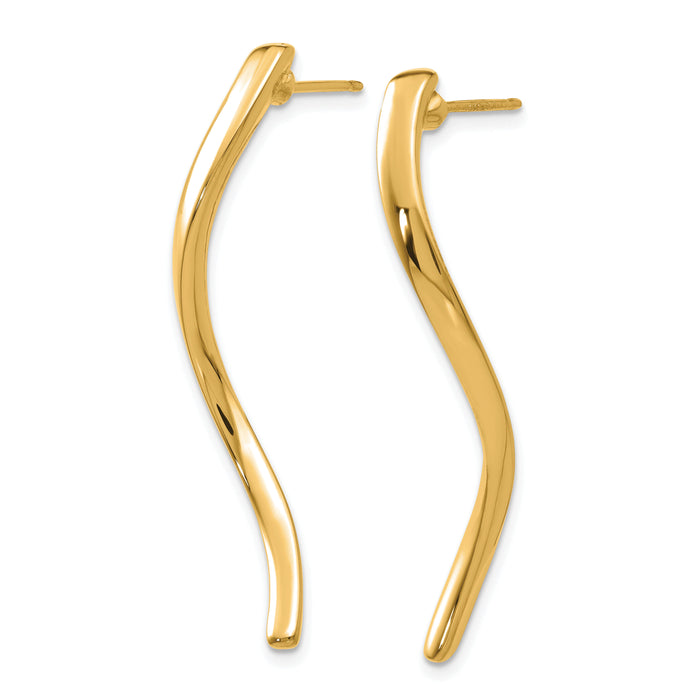 14k Long Curled Post Earrings-XY1011