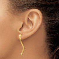 14k Long Curled Post Earrings-XY1011