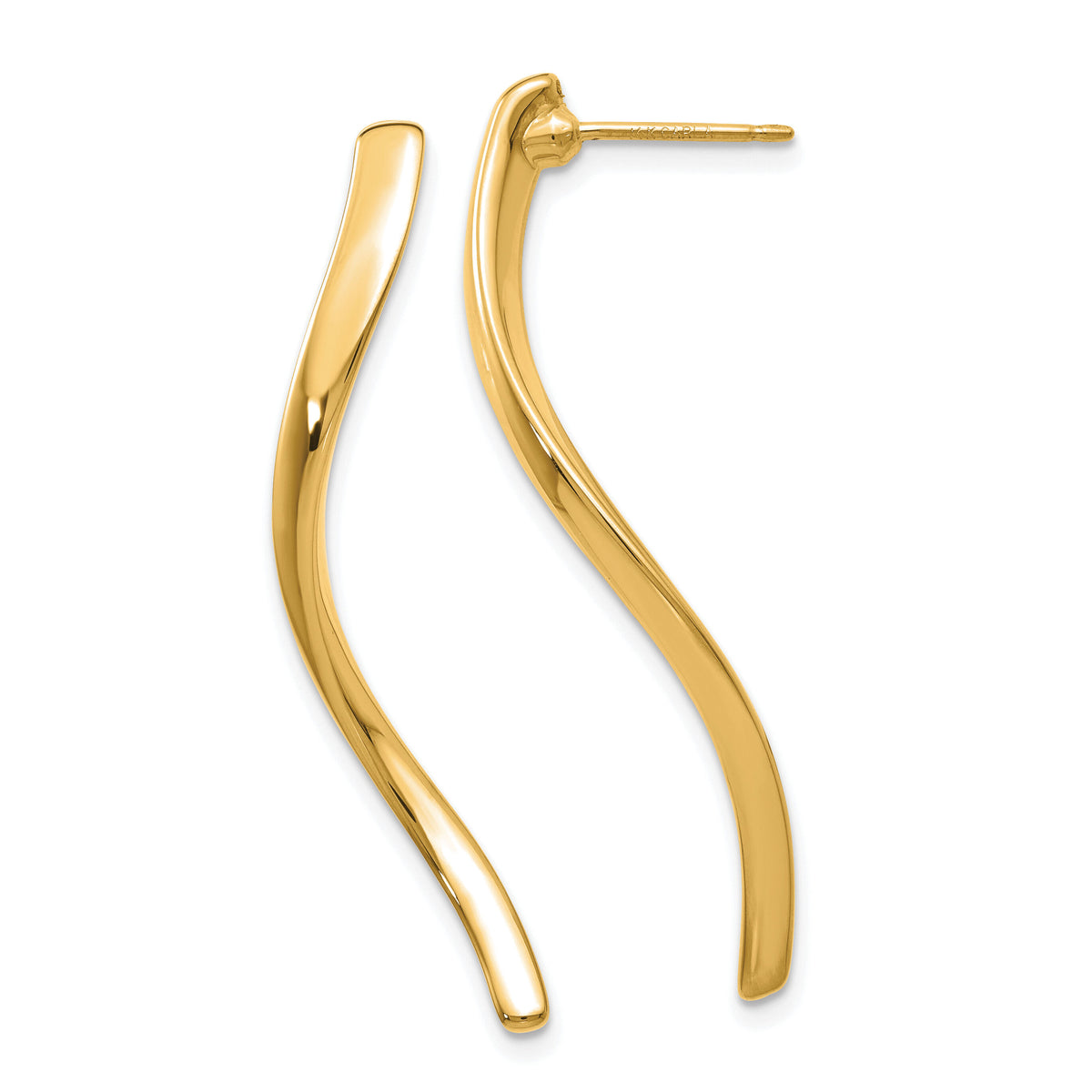 14k Long Curled Post Earrings-XY1011