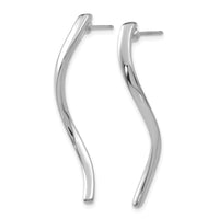 14k White Gold Long Curled Post Earrings-XY1012