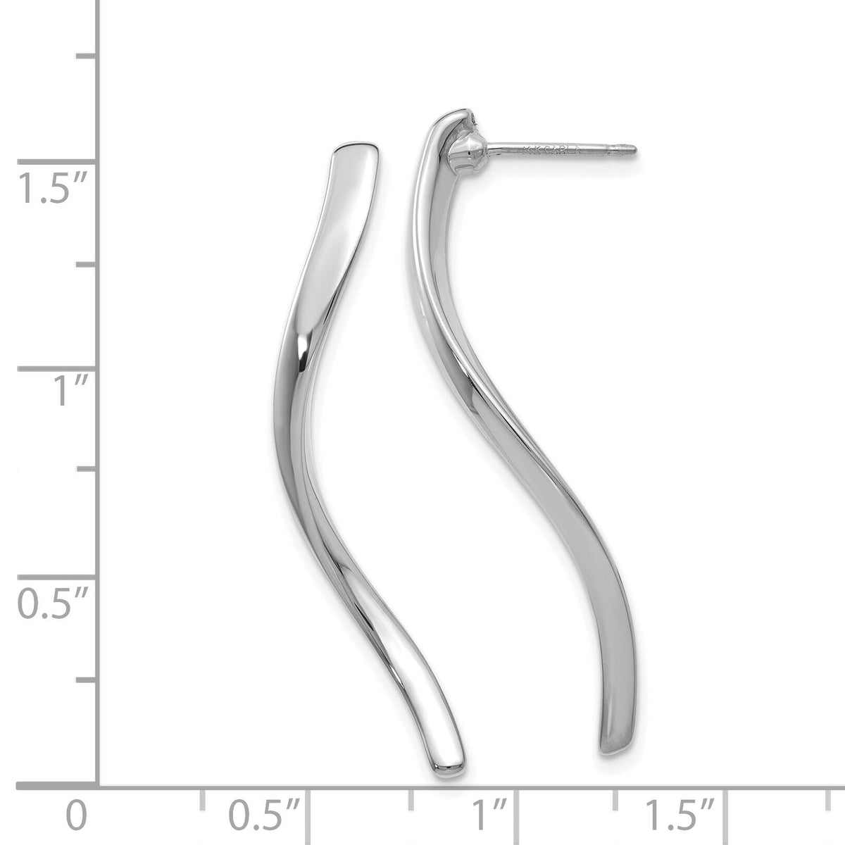 14k White Gold Long Curled Post Earrings-XY1012