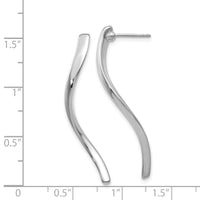 14k White Gold Long Curled Post Earrings-XY1012